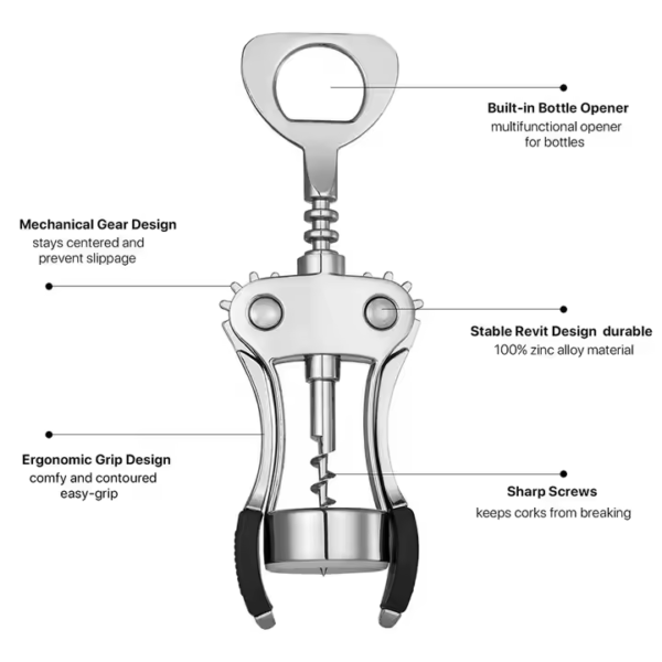 Wholesale Hotel Restaurant bar Waiter Corkscrew Wine Opener Manual Push Wine Bottle Opener - Image 4