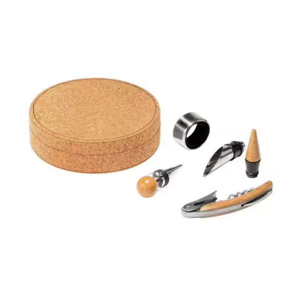 Wine Accessories Set Corkscrew Wine Opener Kit with Round PU Box, Christmas Gift for Wine Lovers - Image 2