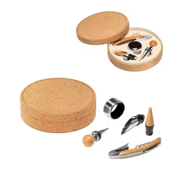 Wine Accessories Set Corkscrew Wine Opener Kit with Round PU Box, Christmas Gift for Wine Lovers - Image 3