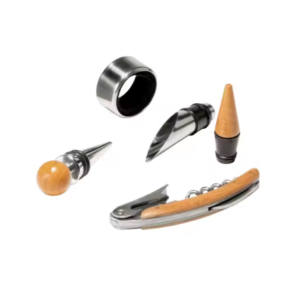 Wine Accessories Set Corkscrew Wine Opener Kit with Round PU Box, Christmas Gift for Wine Lovers - Image 5