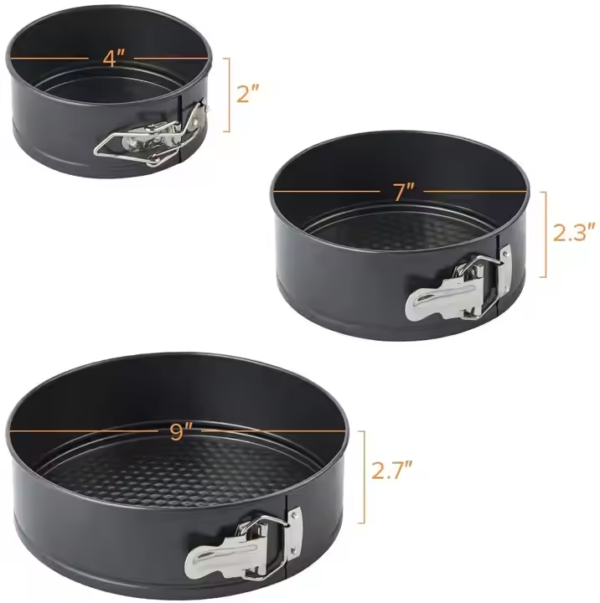 Cake Pan Set of 3 Round Nonstick Baking Pans for Cheesecake Tier Wedding Cakes Removable Bottom Leakproof Bakeware Sets - Image 4