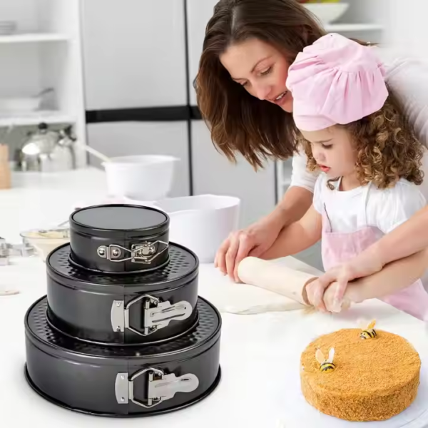 Cake Pan Set of 3 Round Nonstick Baking Pans for Cheesecake Tier Wedding Cakes Removable Bottom Leakproof Bakeware Sets - Image 6