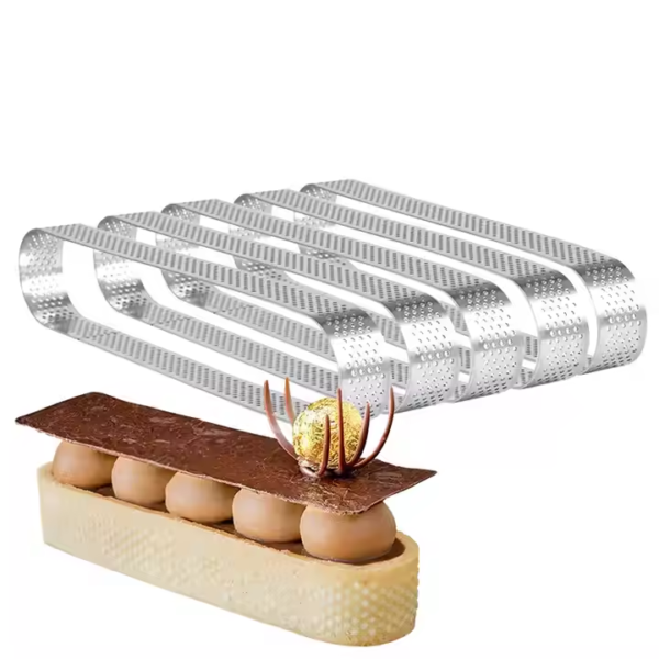 Wholesale 304 Stainless Steel 2cm Deep Oval Shaped Perforated Tart Ring Mousse Cake Ring Dessert Cake Baking Ring Mold Tools - Image 2