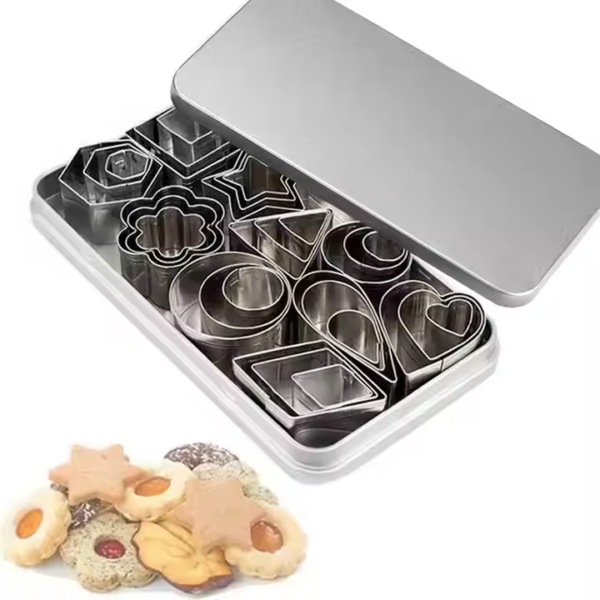 30Pcs/box Stainless Steel Sugar Biscuit Press Stamp Embosser Cookie Cutter DIY Fondant Cake Mold Pastry Decor Baking