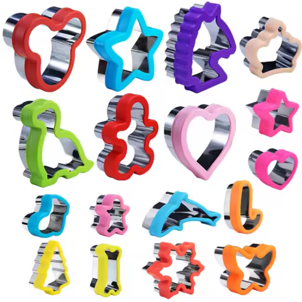 Kids Vegetable Fruit Cutter Set Cookie Stamping Mold Cookie Cutter Decorative Set Stainless Steel Sandwich Cookie Cutter