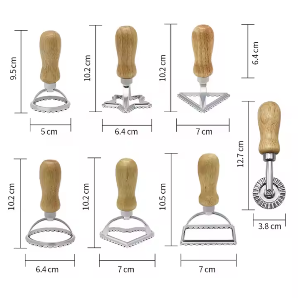 Manual Pasta Cookie Molds Ravioli Cutter Cookie Press Mold with Wooden Handle Kitchen Baking Tool for Dumplings Lasagna Pierogi - Image 4