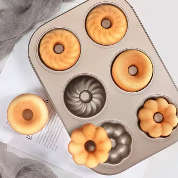 Home Restaurant Supply Christmas Metal Rectangle Non Stick 6 Holes Making Round Donut Cake Mold for Party Decoration - Image 2