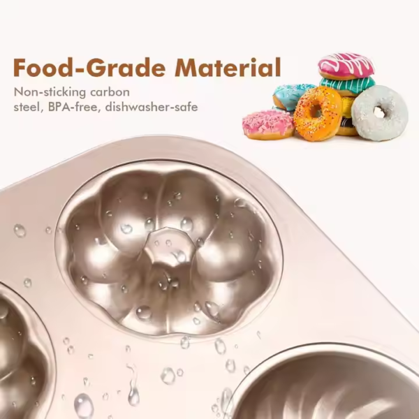 Home Restaurant Supply Christmas Metal Rectangle Non Stick 6 Holes Making Round Donut Cake Mold for Party Decoration - Image 4