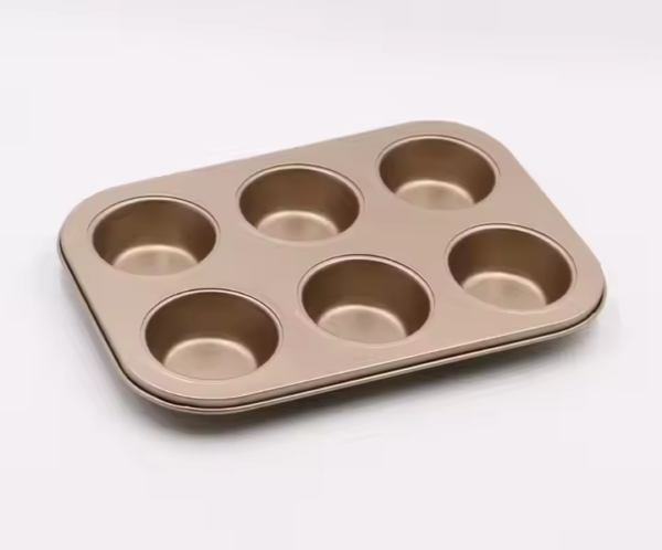 Hot Selling Metal Kitchenware, 6 Cups Cake Baking Tray, Customized Size, Shape, and High Temperature Resistance - Image 2