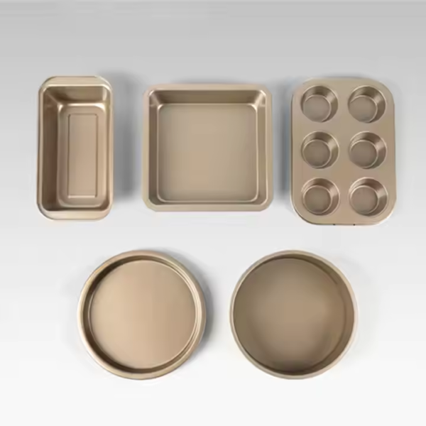 5pcs Nonstick Baking Pan Set Square Round Cake Pizza Loaf Pan Multi-mould Baking Tray - Image 3
