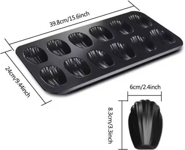 Hot Nonstick Madeleine Pan 12-cup Heavy Duty Shell Shape Baking Cake Mold Pan for Baking - Image 3