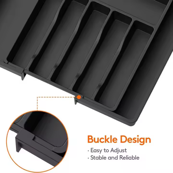 Hot Selling Plastic Material Drawer Organizer Utensil Tray Flatware Cutlery Holder Adjustable Kitchen Flatware Drawer Organizer - Image 3