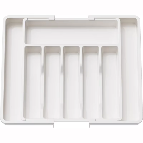 Hot Selling Plastic Material Drawer Organizer Utensil Tray Flatware Cutlery Holder Adjustable Kitchen Flatware Drawer Organizer - Image 4