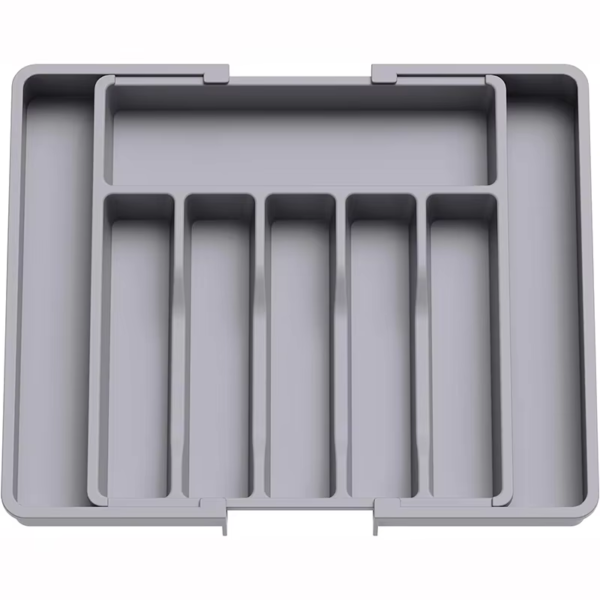 Hot Selling Plastic Material Drawer Organizer Utensil Tray Flatware Cutlery Holder Adjustable Kitchen Flatware Drawer Organizer