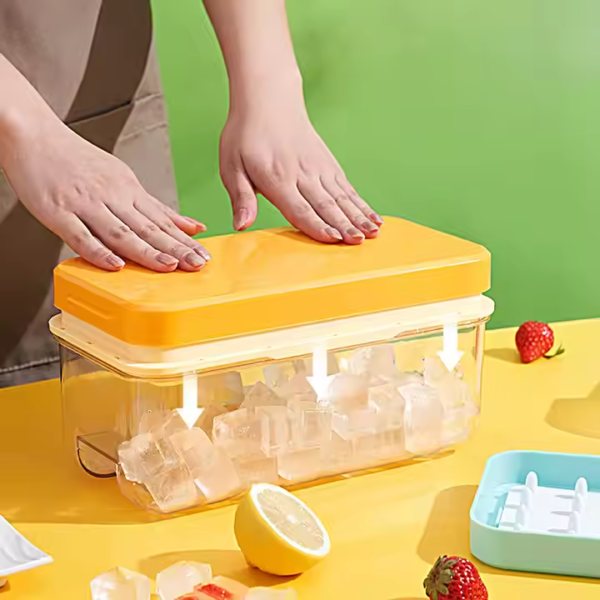 Fancy Kitchen Accessories Plastic Ice Cream Maker Tool Portable Rectangle Silicone Ice Cube Mold with Lid - Image 2