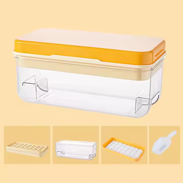 Fancy Kitchen Accessories Plastic Ice Cream Maker Tool Portable Rectangle Silicone Ice Cube Mold with Lid - Image 4
