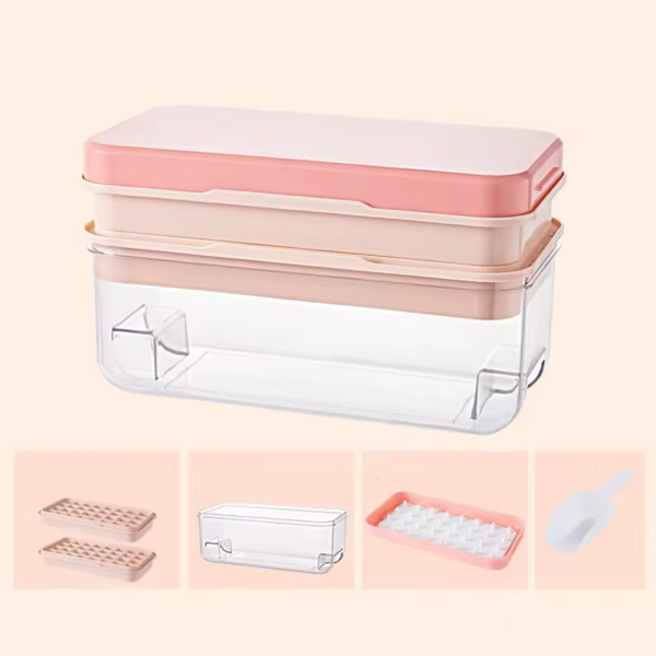 Fancy Kitchen Accessories Plastic Ice Cream Maker Tool Portable Rectangle Silicone Ice Cube Mold with Lid - Image 6