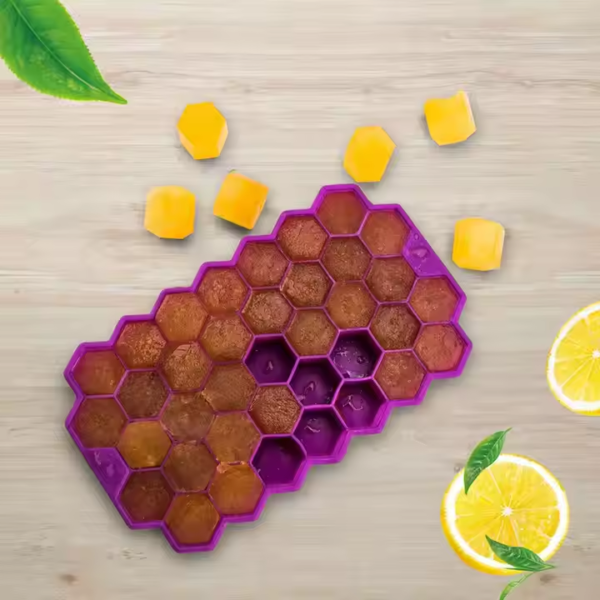 Ice Cube Container Maker Mini Silicone Ice Cube Tray with Lid Cavity Honeycomb Silicone BPA Free 37 with Diamond Design - Image 4
