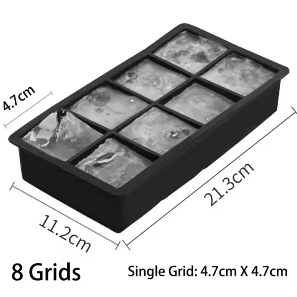 8 Grids Large Ice Cube Tray Food Mold With Lid 2 Inch Square Big Ice Cube Maker for Freezer Wine DIY Ice Maker - Image 2