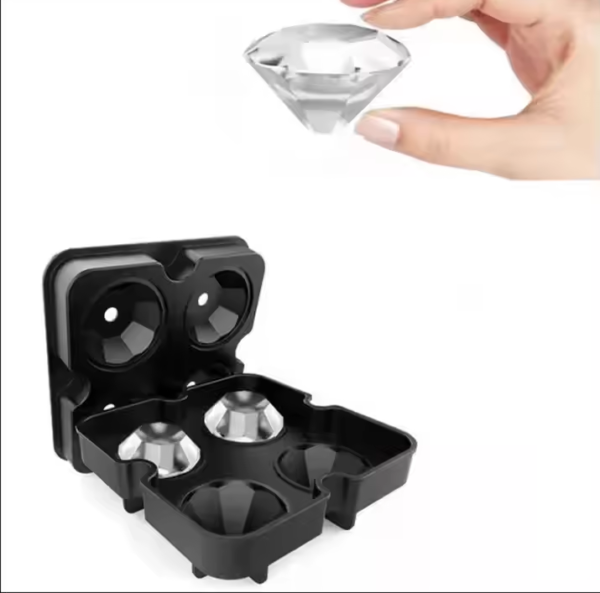 Portable Large Diamond Shaped Ice Cube Mold Silicone Ice Cube Tray with Lid