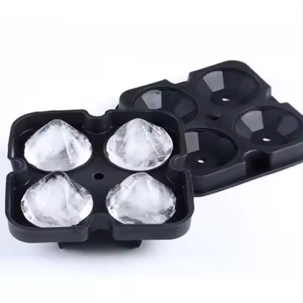 Portable Large Diamond Shaped Ice Cube Mold Silicone Ice Cube Tray with Lid - Image 2