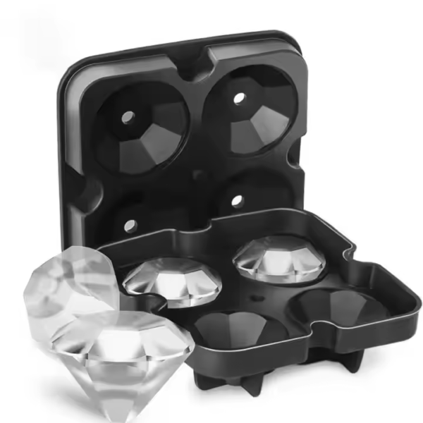 Portable Large Diamond Shaped Ice Cube Mold Silicone Ice Cube Tray with Lid - Image 5