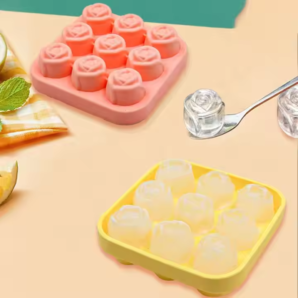Ice Block Mold Food Grade Silicone Freezable Whiskey 9 Cavity Rose Square Ice Ball Maker Mold Household Ice Making Molds - Image 3