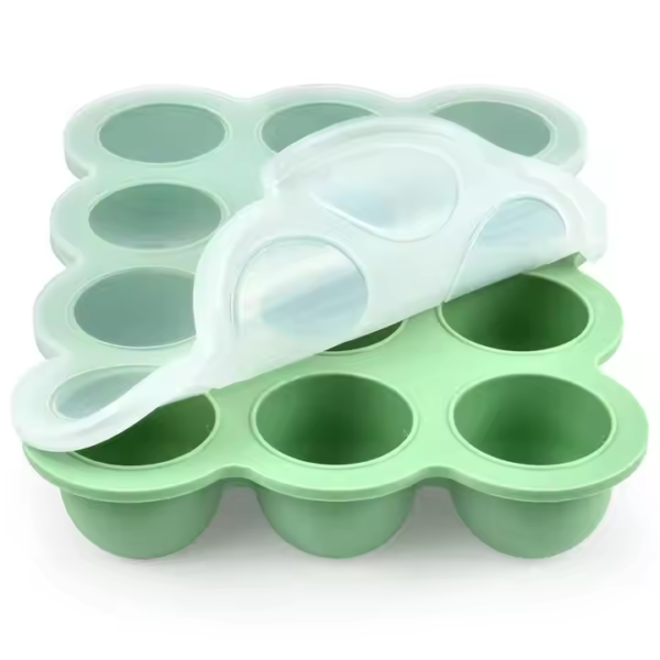 Reusable Silicone Ice Tray for Baby Food and Cocktail Flexible Freezer and Oven Storage Tray for 0-12 Months