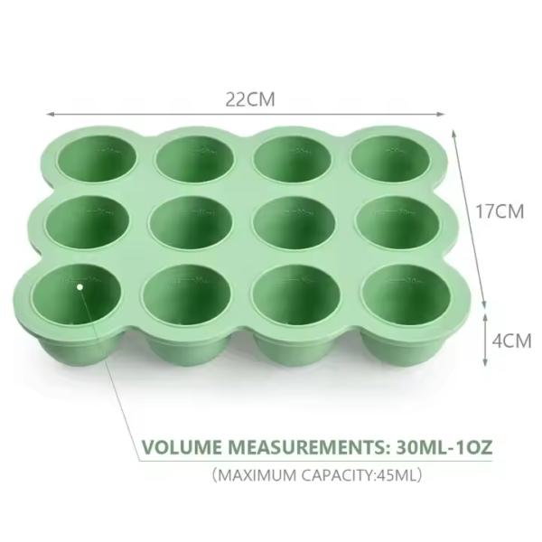Reusable Silicone Ice Tray for Baby Food and Cocktail Flexible Freezer and Oven Storage Tray for 0-12 Months - Image 2
