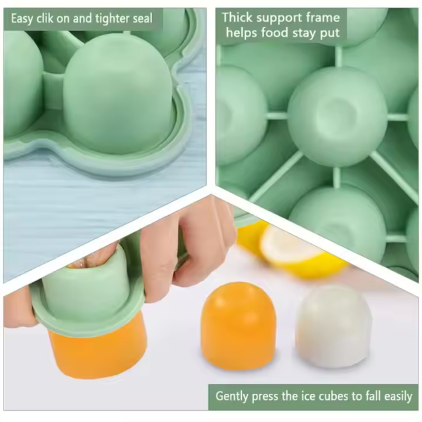 Reusable Silicone Ice Tray for Baby Food and Cocktail Flexible Freezer and Oven Storage Tray for 0-12 Months - Image 3