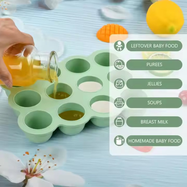 Reusable Silicone Ice Tray for Baby Food and Cocktail Flexible Freezer and Oven Storage Tray for 0-12 Months - Image 4