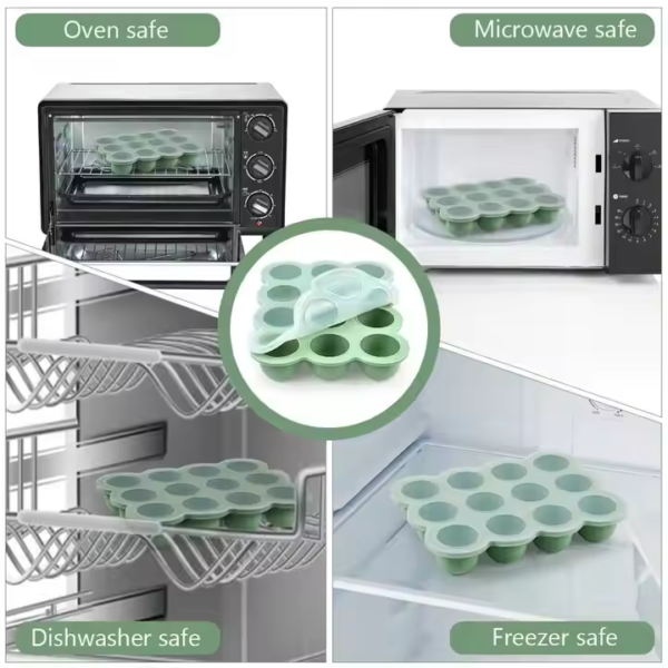 Reusable Silicone Ice Tray for Baby Food and Cocktail Flexible Freezer and Oven Storage Tray for 0-12 Months - Image 5