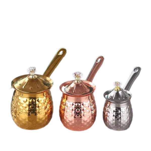 Stainless steel milk cup gold milk kettle with handle and lid