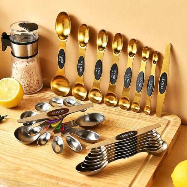 7/8pcs Kitchen Gadget Stainless Steel Double Ends Adjustable Magnetic Tablespoon Coffee Measuring Spoon Set - Image 3