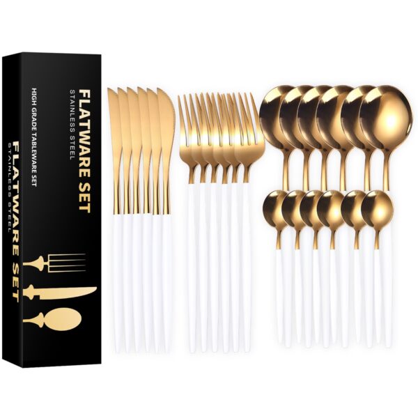 Kitchen Gold Cutlery Set Flatware 410 Stainless Steel Cutlery Flatware Set - Image 3