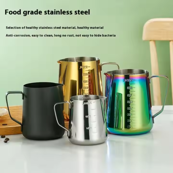 350/500/900ml with Scale Gold Stainless Steel Coffee Latte Art Cup Milk Froth Pointed Fancy Embossed Can Professional Artifact - Image 5