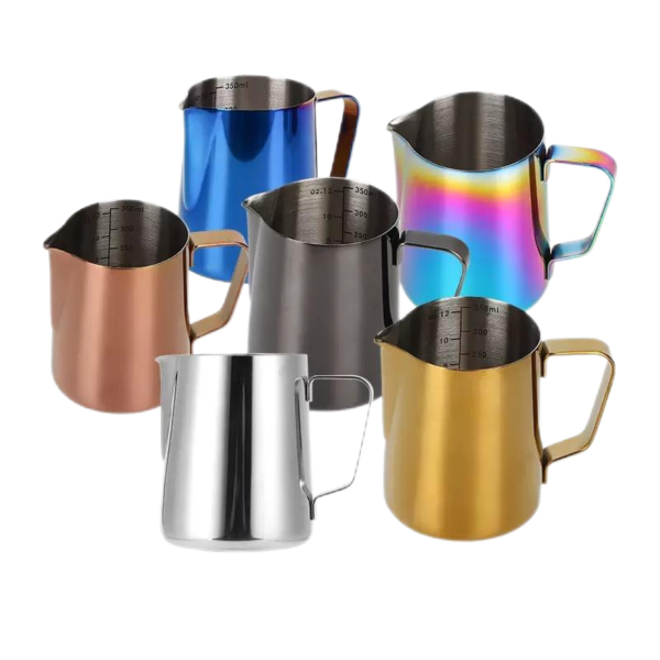 350/500/900ml with Scale Gold Stainless Steel Coffee Latte Art Cup Milk Froth Pointed Fancy Embossed Can Professional Artifact