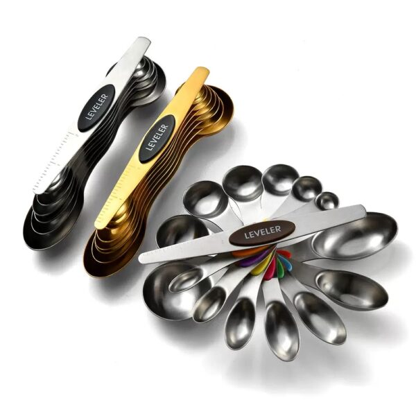 7/8pcs Kitchen Gadget Stainless Steel Double Ends Adjustable Magnetic Tablespoon Coffee Measuring Spoon Set - Image 4