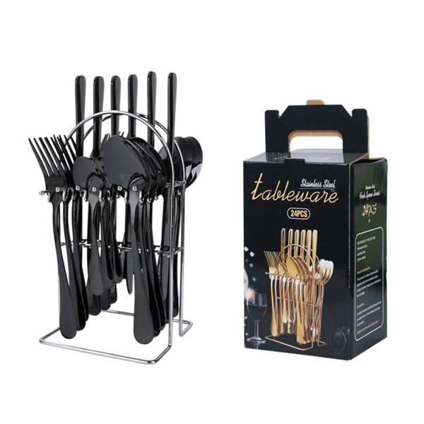 Luxury 24 Pieces Stainless Steel Knife Fork Spoon Cutlery Set Multicolor Selected Gift Box Packaging - Image 3