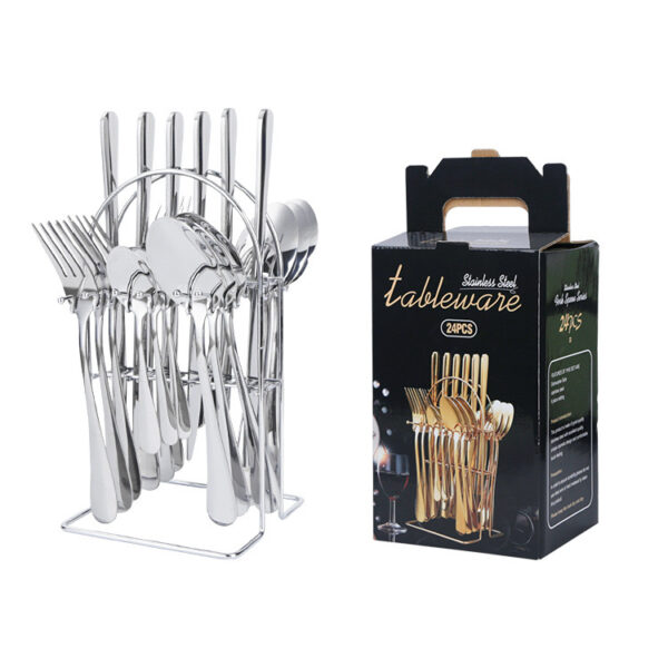Luxury 24 Pieces Stainless Steel Knife Fork Spoon Cutlery Set Multicolor Selected Gift Box Packaging - Image 4